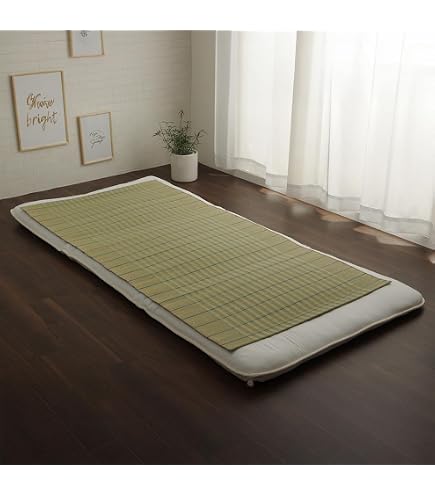 Amazon｜寝ござ ダブル い草 日本製 いやし グリーン 約130×200cm ゴム